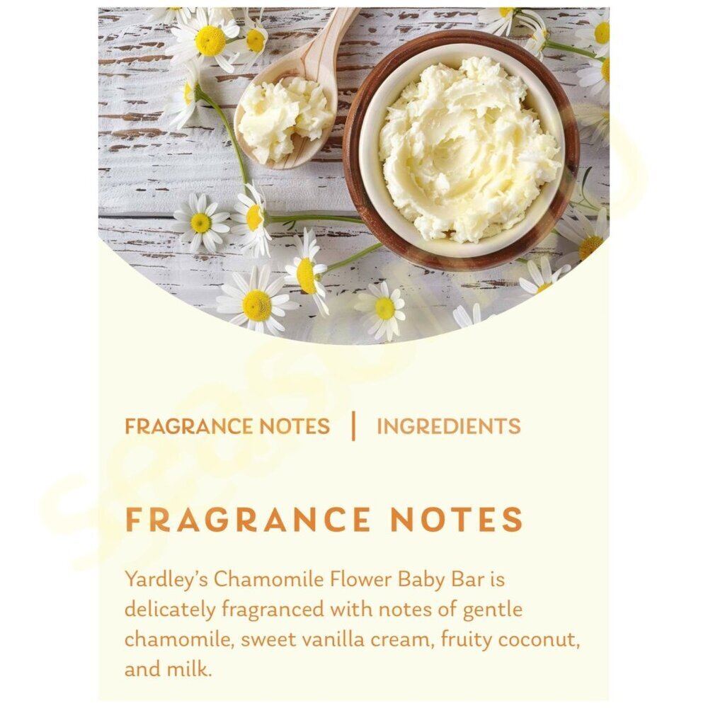 3 Yardley® London Chamomile Flower NOURISHING BABY Bath BAR Soap 4oz - Picture 3 of 9